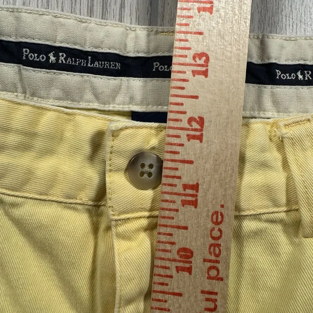 Polo Ralph Lauren Tylor Chino Shorts Double Pleated Mens 33 (fits 32x8.5) Yellow